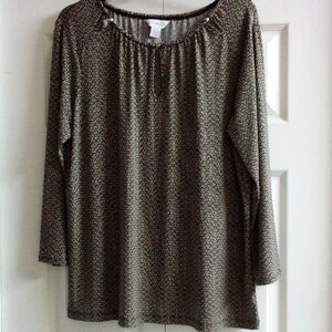 Liz Claiborne Geometric Black and Cream Blouse🖤🤎